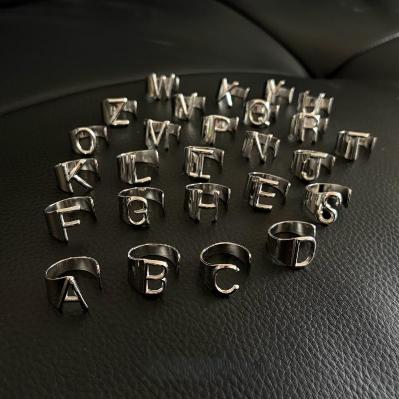 Titanium Steel Open Letter Ring