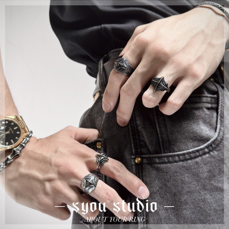 Syou Vintage cross titanium steel ring