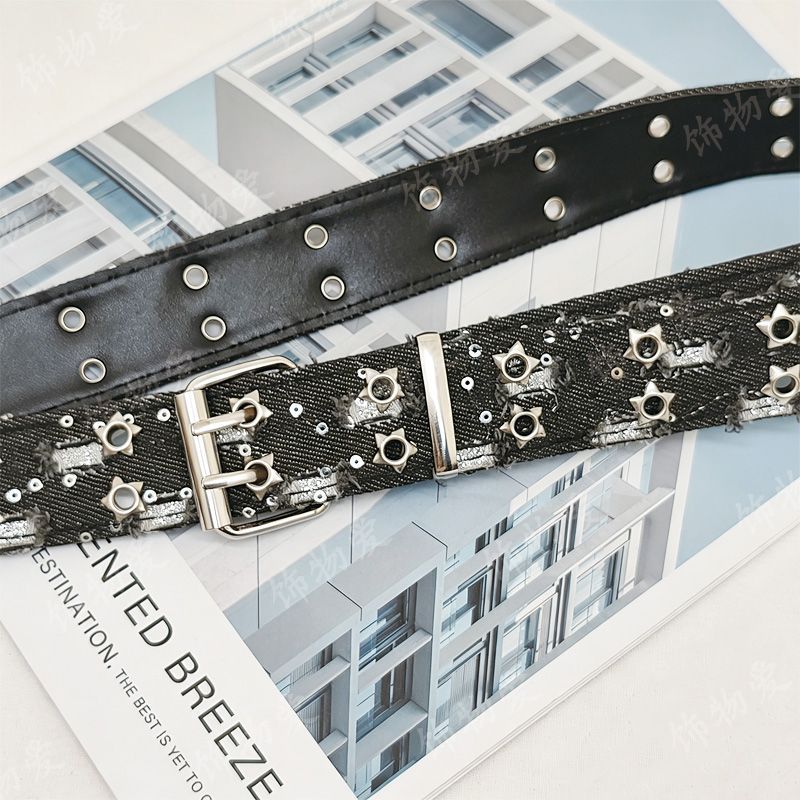 Dark Style Fabric Perforated Belt