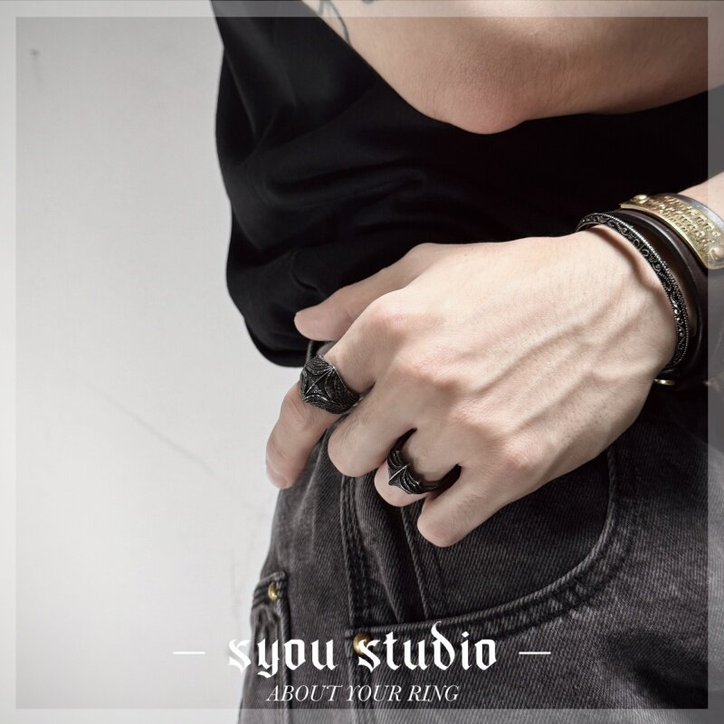 Syou Vintage cross titanium steel ring