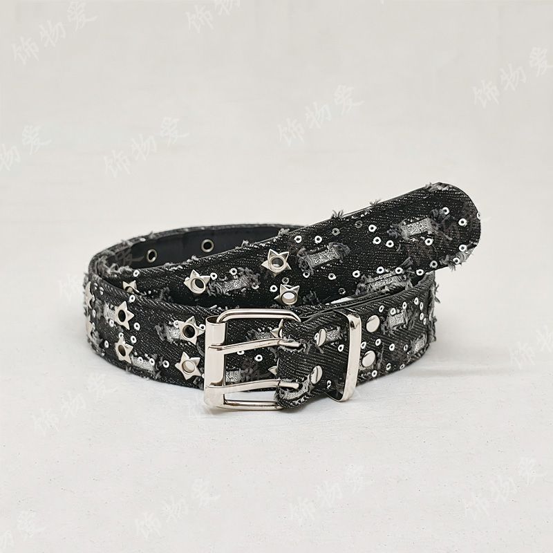 Dark Style Fabric Perforated Belt
