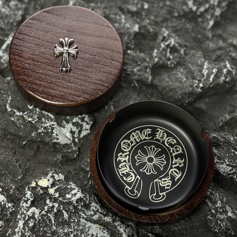Chrome Hearts Retro Cross Ashtray with Cover Stainless Steel