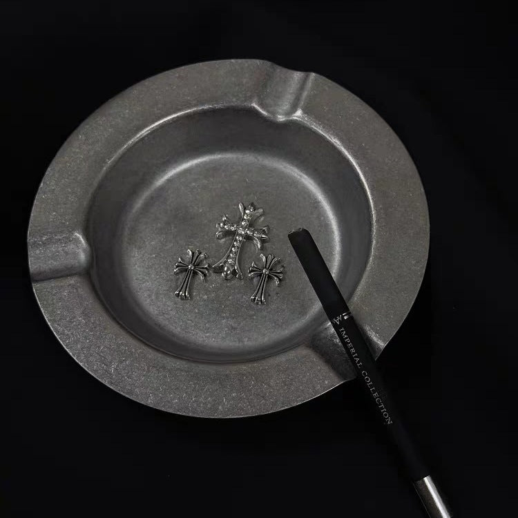 Chrome Hearts Style Stainless Steel Cross Cigar Tray Ashtray Storage Tray