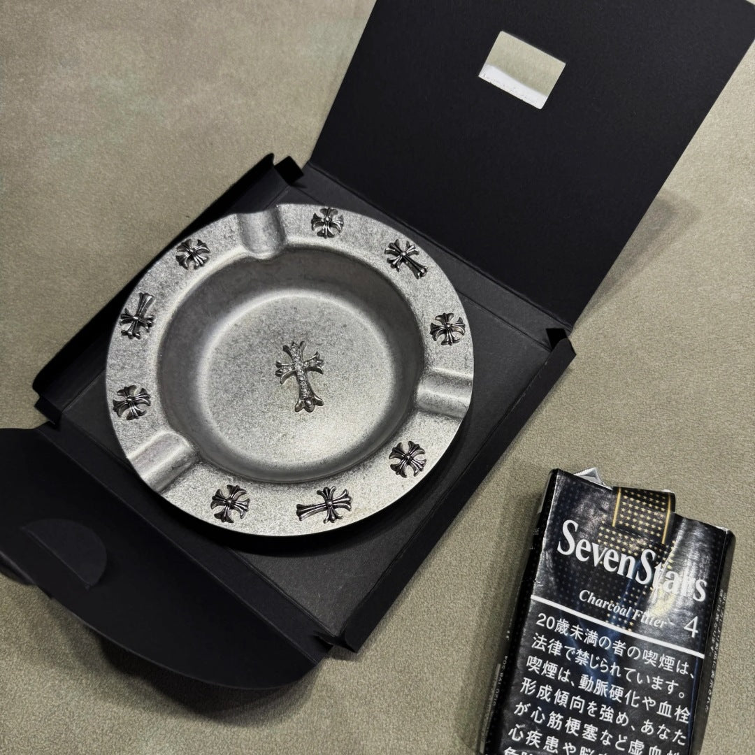 Chrome Hearts Style Stainless Steel Cross Cigar Tray Ashtray Storage Tray