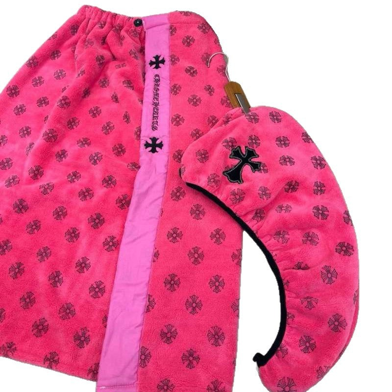 2026 New Chrome Hearts Coral Fluff Oversized Bath Towel, Headscarf, and Hair Dryer Towel