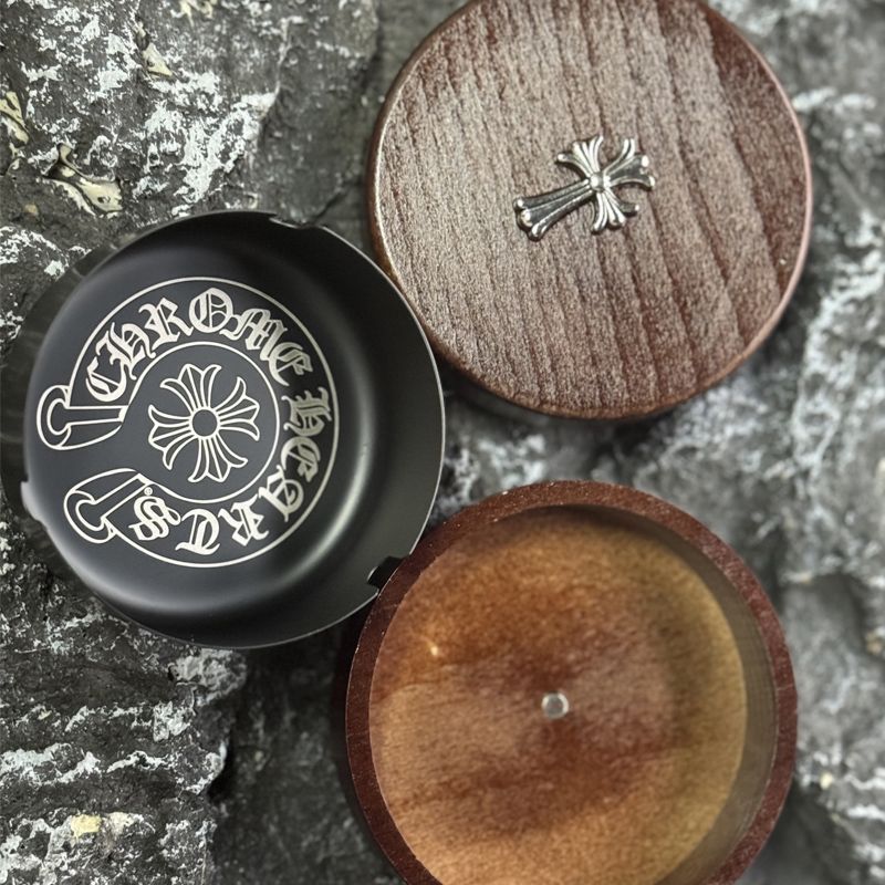 Chrome Hearts Retro Cross Ashtray with Cover Stainless Steel