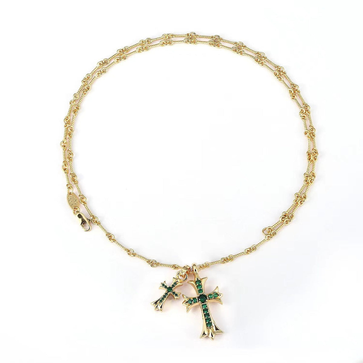 Chrome Hearts double cross diamond Bamboo Necklace