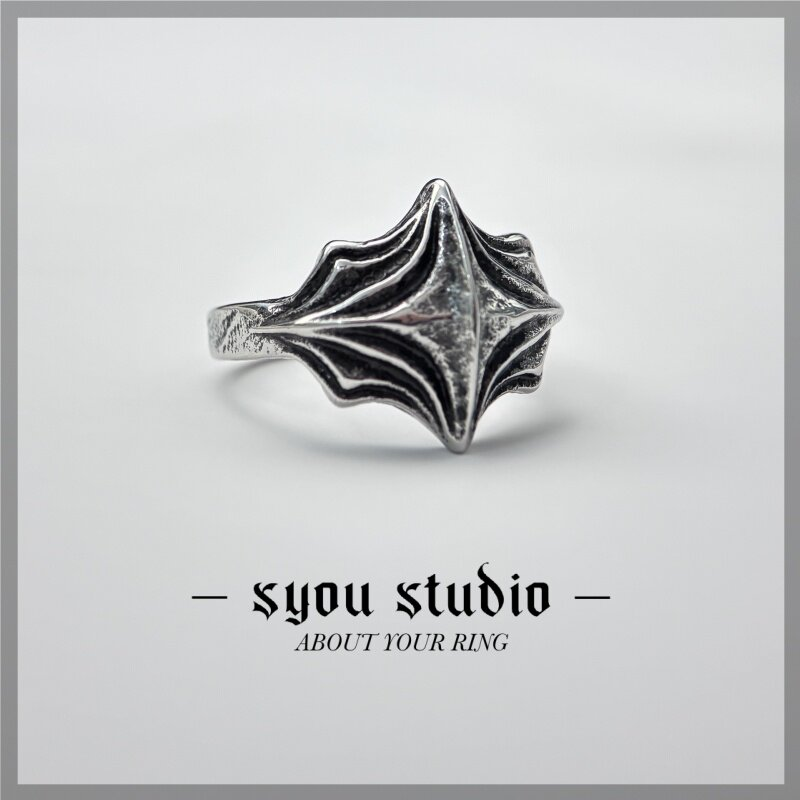 Syou Vintage cross titanium steel ring