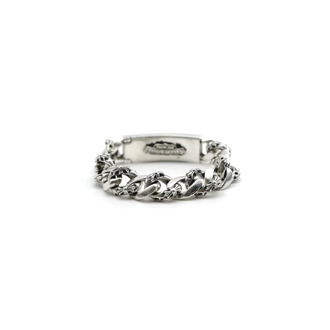 Chrome Hearts Silver Cross Link Cuban Bracelet
