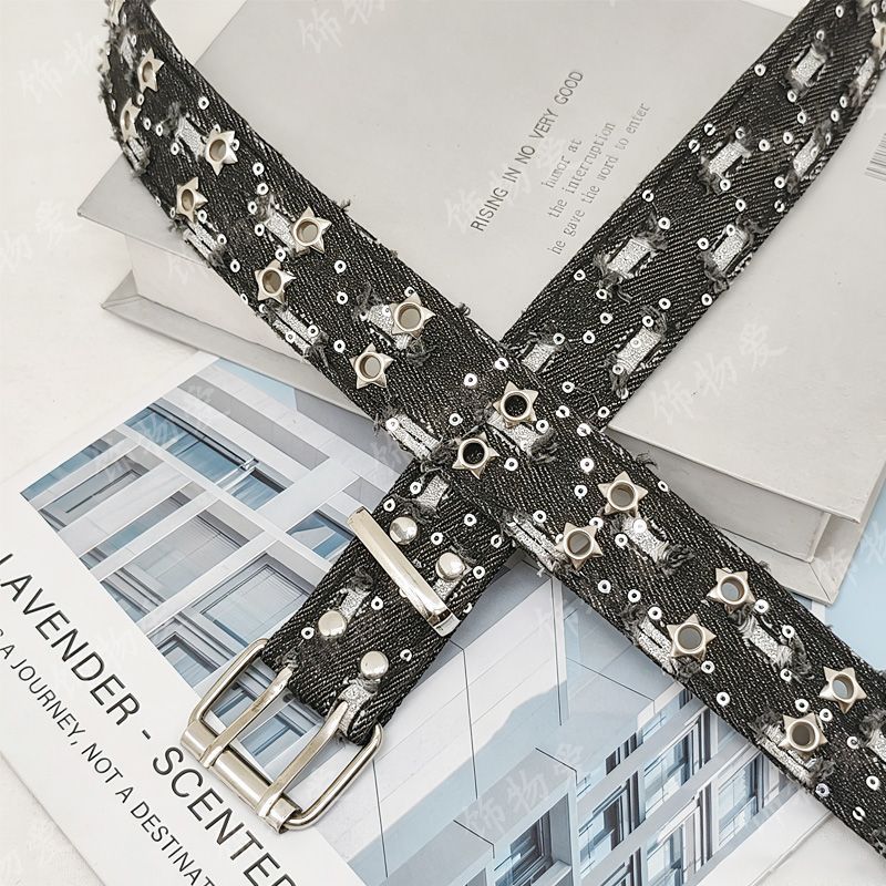 Dark Style Fabric Perforated Belt