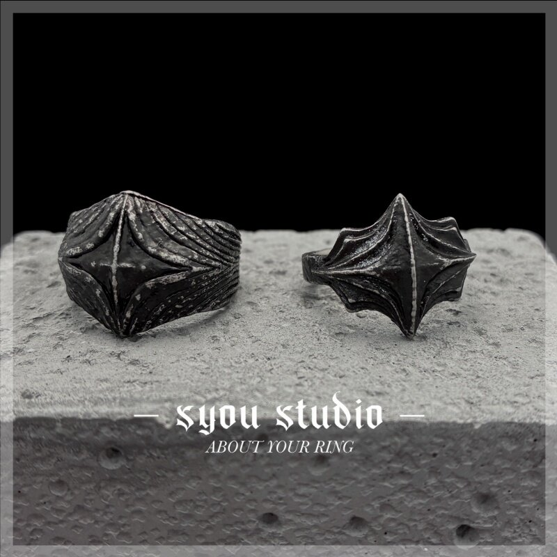 Syou Vintage cross titanium steel ring