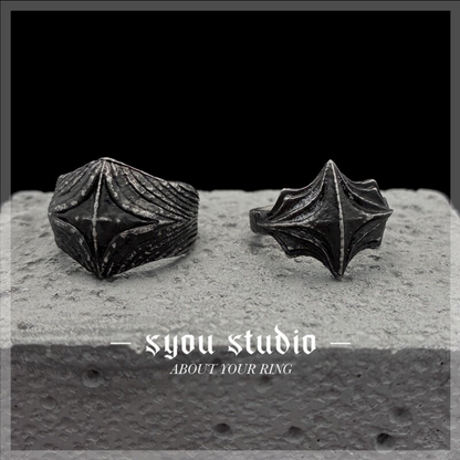 Syou Vintage cross titanium steel ring