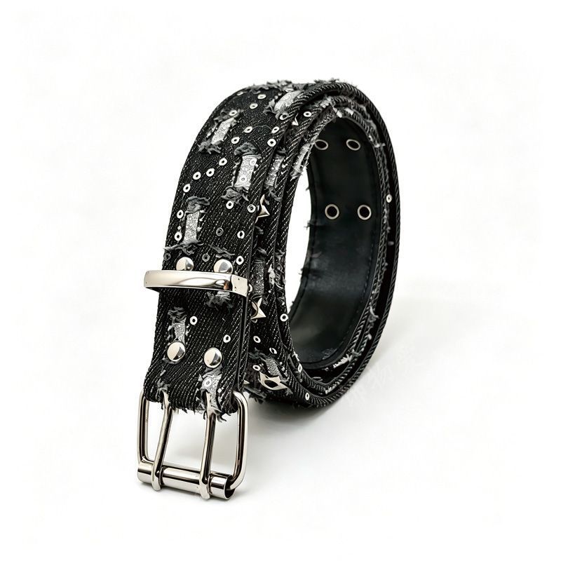 Dark Style Fabric Perforated Belt