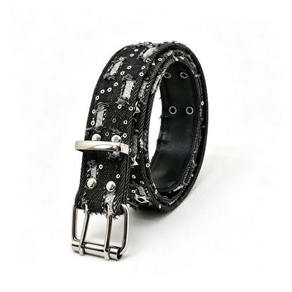 Dark Style Fabric Perforated Belt