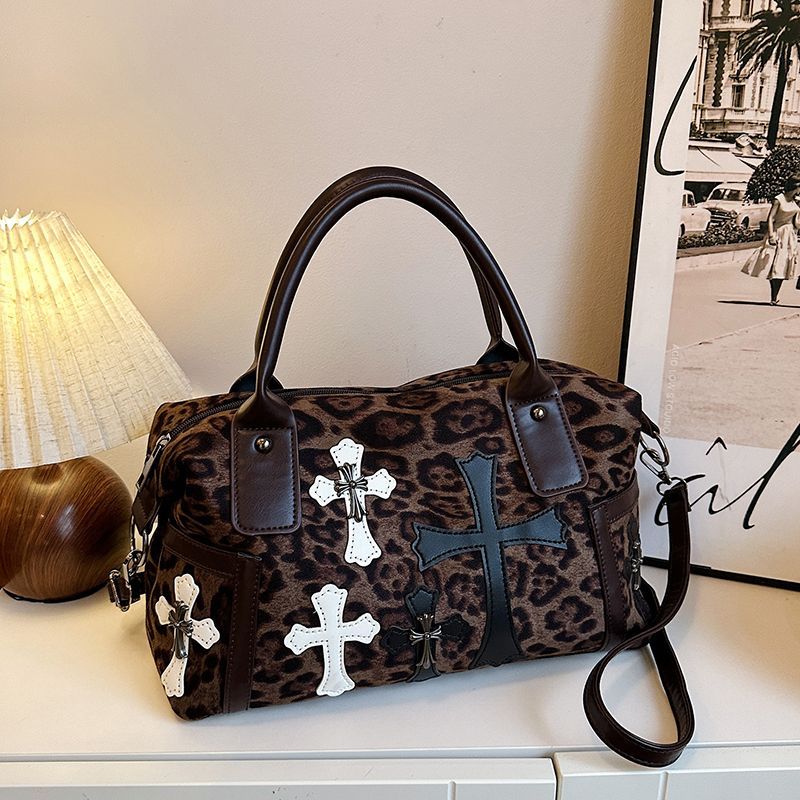 Chrome Hearts Fashion Gothic Style Suede One Shoulder Tote Bag