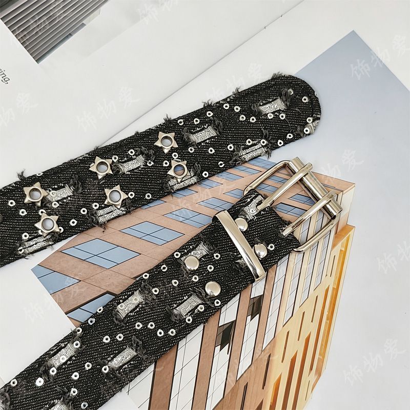 Dark Style Fabric Perforated Belt