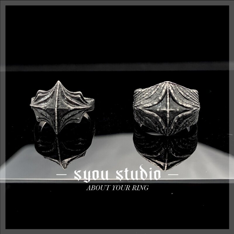 Syou Vintage cross titanium steel ring