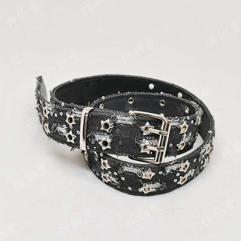 Dark Style Fabric Perforated Belt