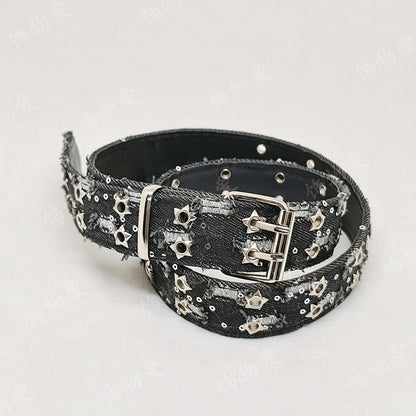 Dark Style Fabric Perforated Belt