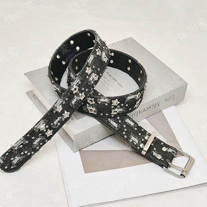 Dark Style Fabric Perforated Belt