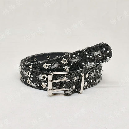 Dark Style Fabric Perforated Belt