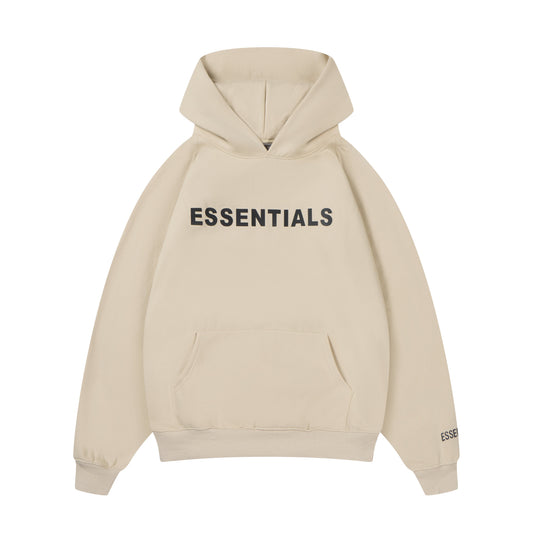 ESSENTIALS HOODIE -CREAM OVERSIZED LONG-SLEEVE PULLOVER UNISEX