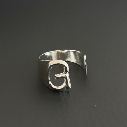 Titanium Steel Open Letter Ring