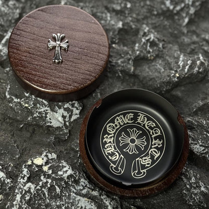 Chrome Hearts Retro Cross Ashtray with Cover Stainless Steel