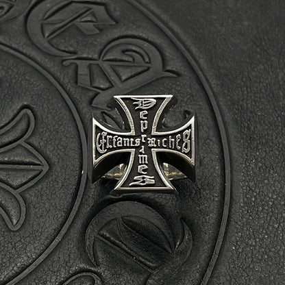 ERD Men's Distressed-Finish Cross Ring