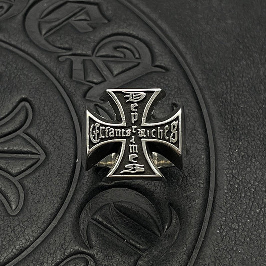 ERD Men's Distressed-Finish Cross Ring