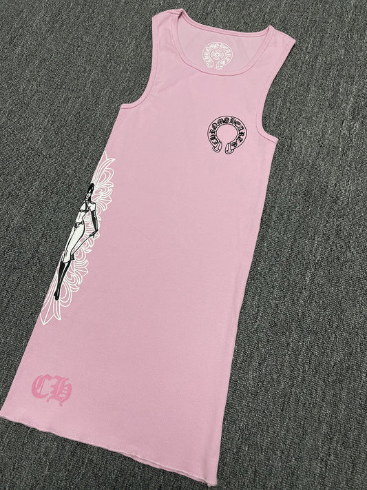 Chrome Hearts Pink Deadly Doll Rib Tank Top T-shirt