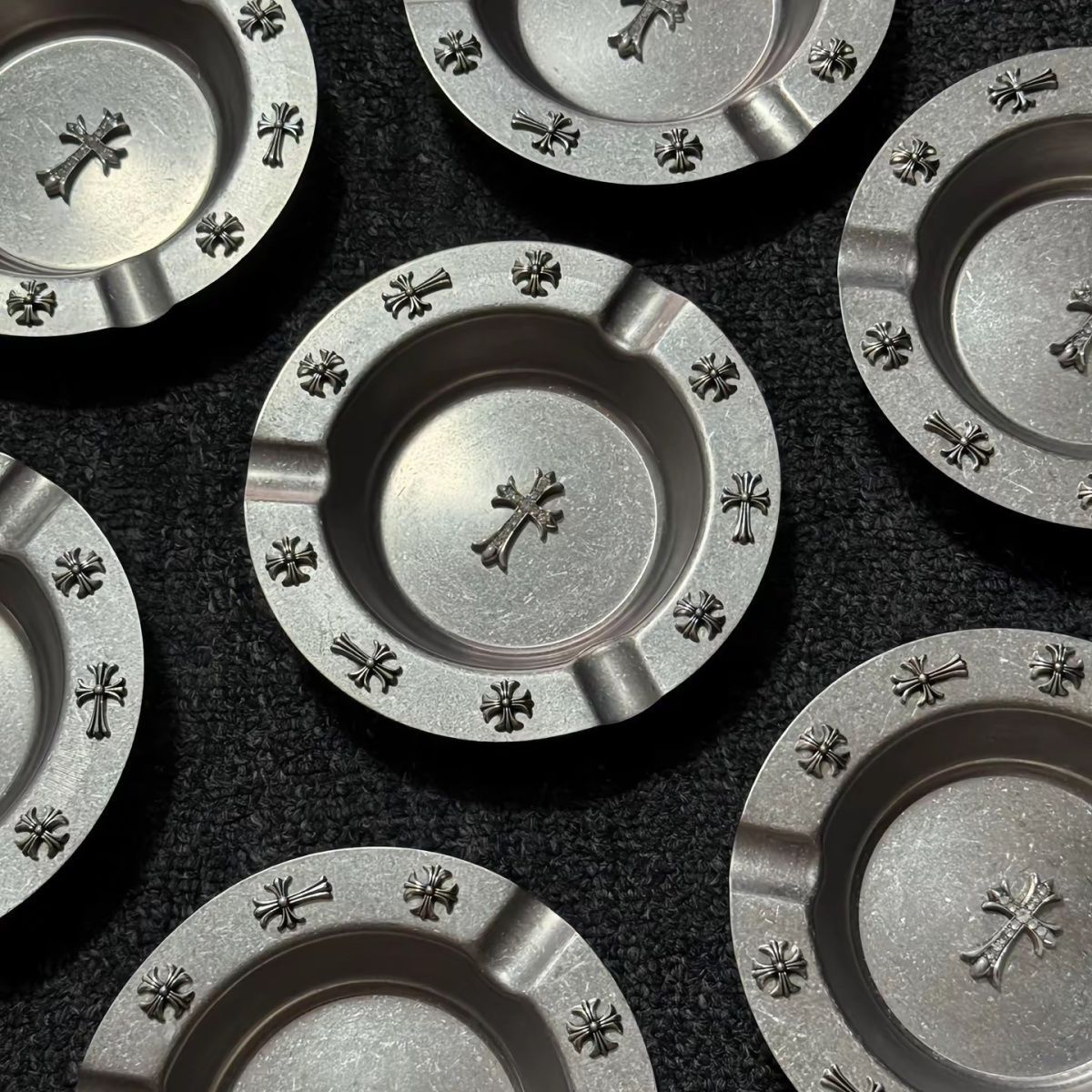 Chrome Hearts Style Stainless Steel Cross Cigar Tray Ashtray Storage Tray