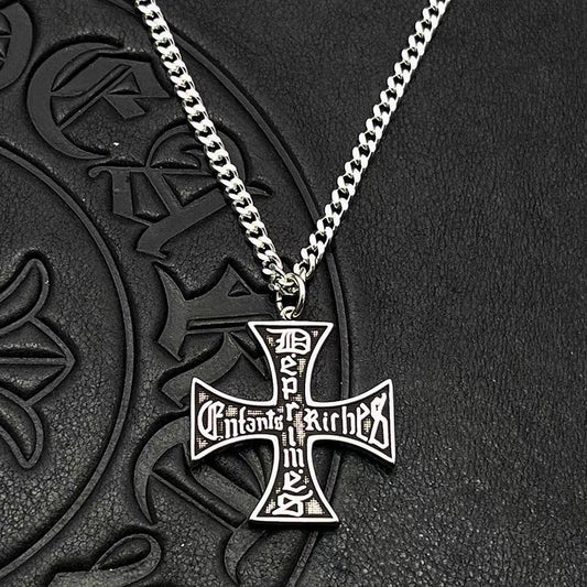 Distressed Cross Necklace in Vintage ERD Style