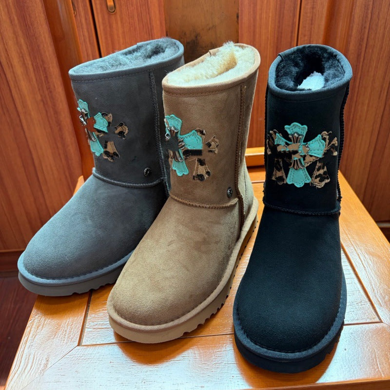 Black Chrome Heart Mid-calf Uggs