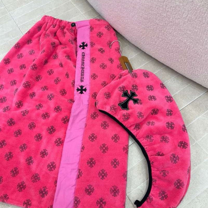 2026 New Chrome Hearts Coral Fluff Oversized Bath Towel, Headscarf, and Hair Dryer Towel