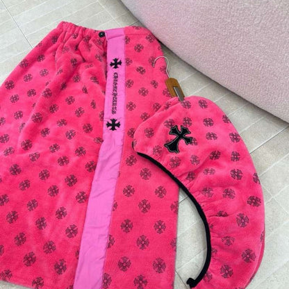 2026 New Chrome Hearts Coral Fluff Oversized Bath Towel, Headscarf, and Hair Dryer Towel