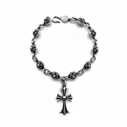 Chrome Hearts Silver Cross Ball Tiny E Bracelet