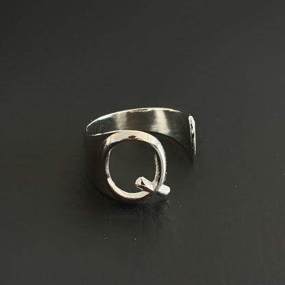 Titanium Steel Open Letter Ring