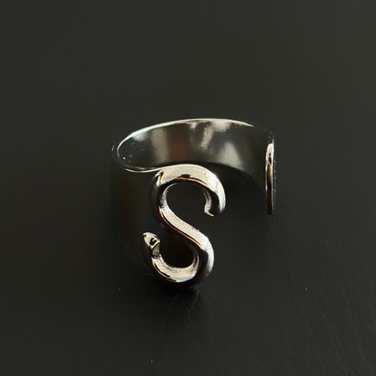 Titanium Steel Open Letter Ring