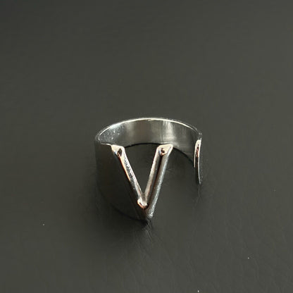 Titanium Steel Open Letter Ring