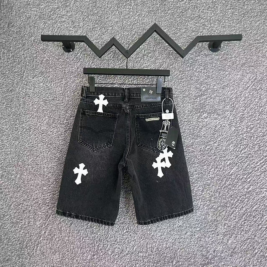 Chrome Hearts Style Retro Cross Print Summer Denim Jeans