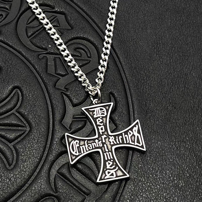 Distressed Cross Necklace in Vintage ERD Style