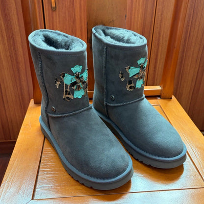 Black Chrome Heart Mid-calf Uggs