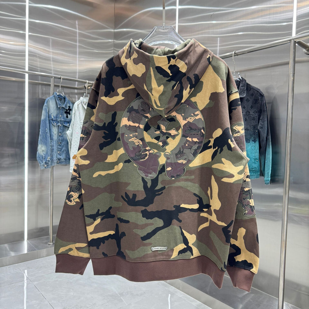 [Top Version]Chrome Hearts Style Embroidered Camouflage Hoodie
