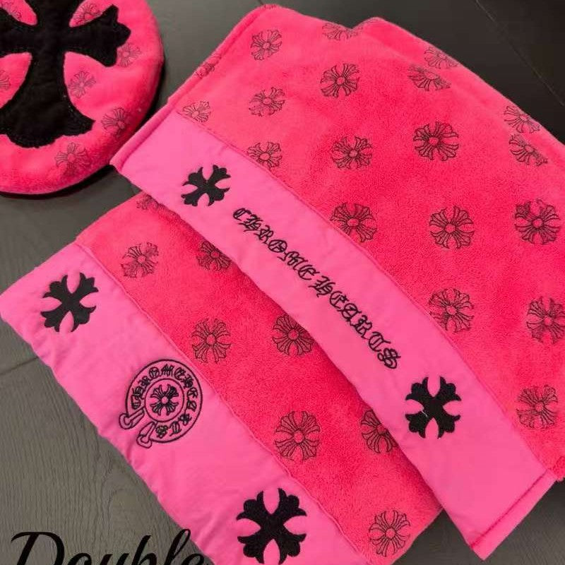 2026 New Chrome Hearts Coral Fluff Oversized Bath Towel, Headscarf, and Hair Dryer Towel