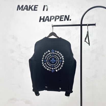 Chrome Hearts Embroidered Ripped Crew Neck Sweater