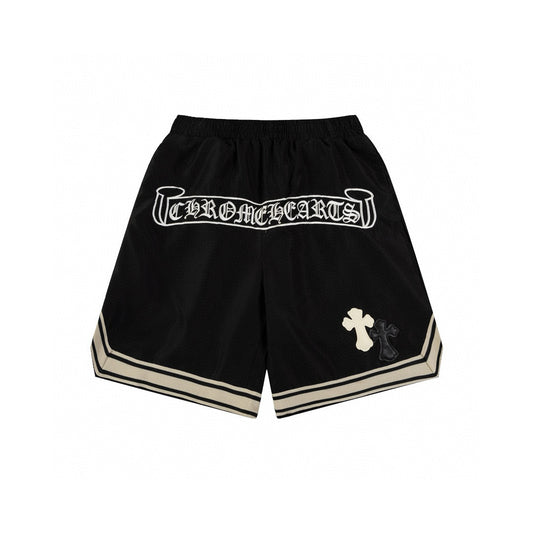 New CH Chrome Hearts Style Leather Patchwork Casual Unisex Shorts