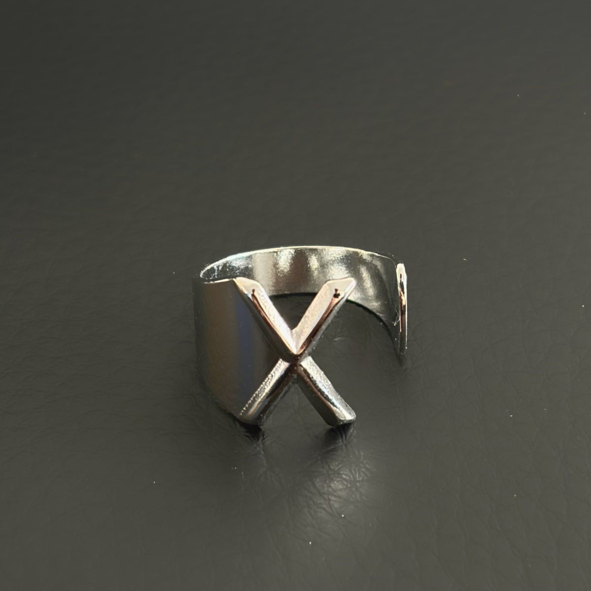 Titanium Steel Open Letter Ring