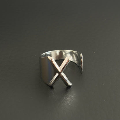 Titanium Steel Open Letter Ring