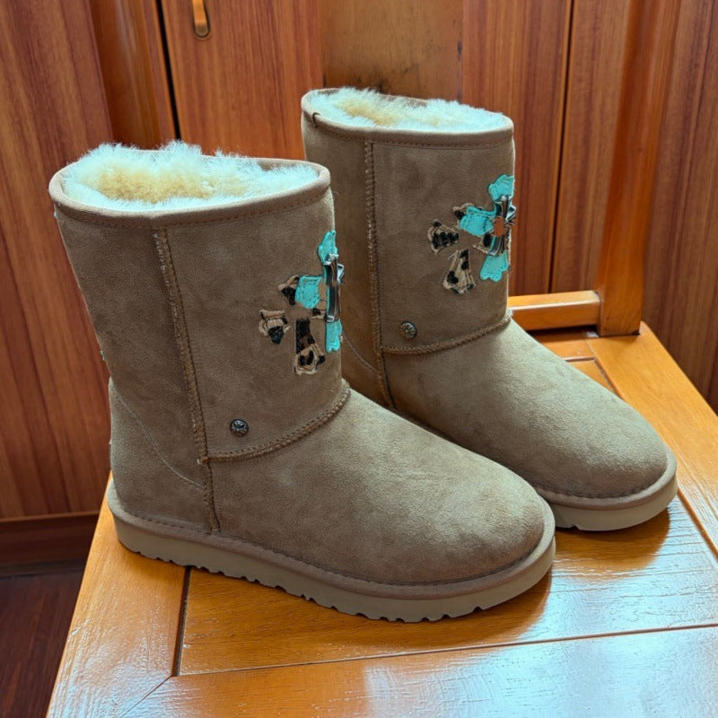 Black Chrome Heart Mid-calf Uggs